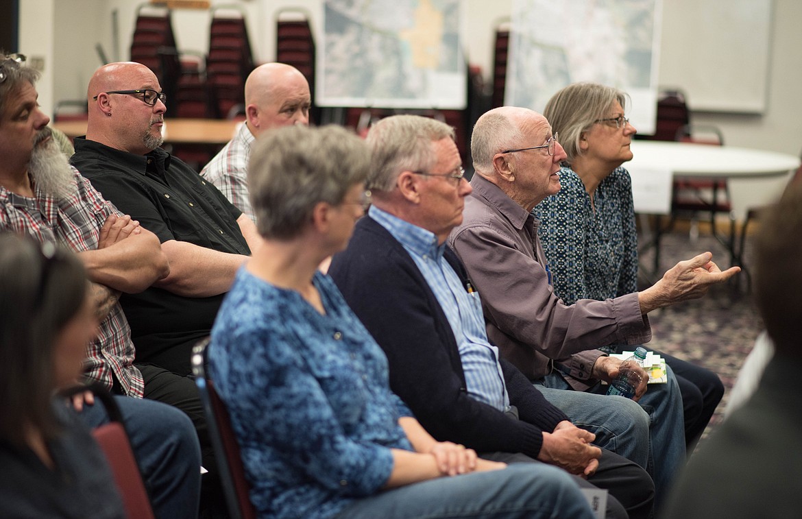 Libby business and land owners asked questions regarding how the proposed controlled groundwater area boundary would affect them, Monday in Libby. (Luke Hollister/The Western News)