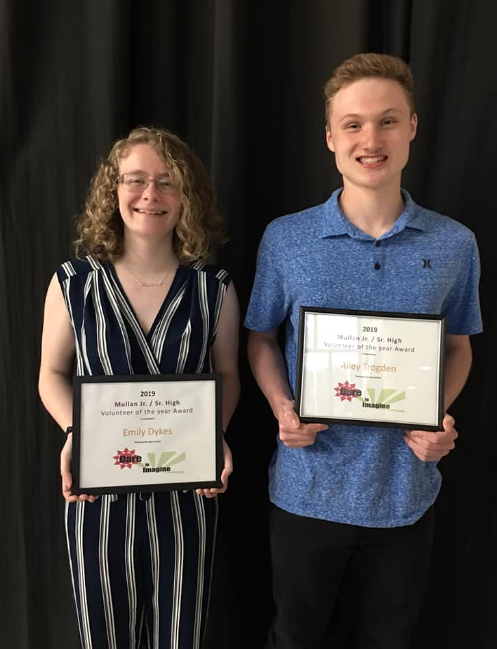 Courtesy photos
Mullan students (left) Emily Dykes and Riley Trogden, as well as Wallace students John Webb and Maggie Howard, were among those honored at the Dare to Imagine Volunteer Appreciation Dinner.