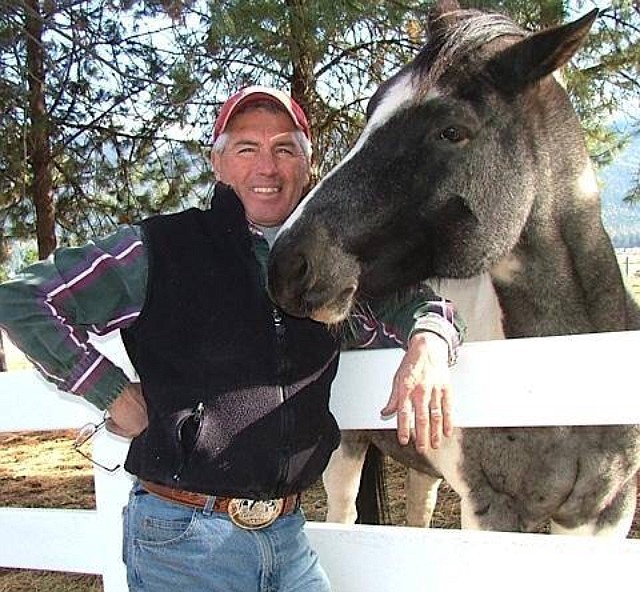 ED HENDRIX and Blue were companions during numerous Lake County Search and Rescue operations during the last 10 years of the horse’s life. Beloved Blue passed away about three weeks ago at the age of 24. (Photo courtesy of Ed Hendrix)