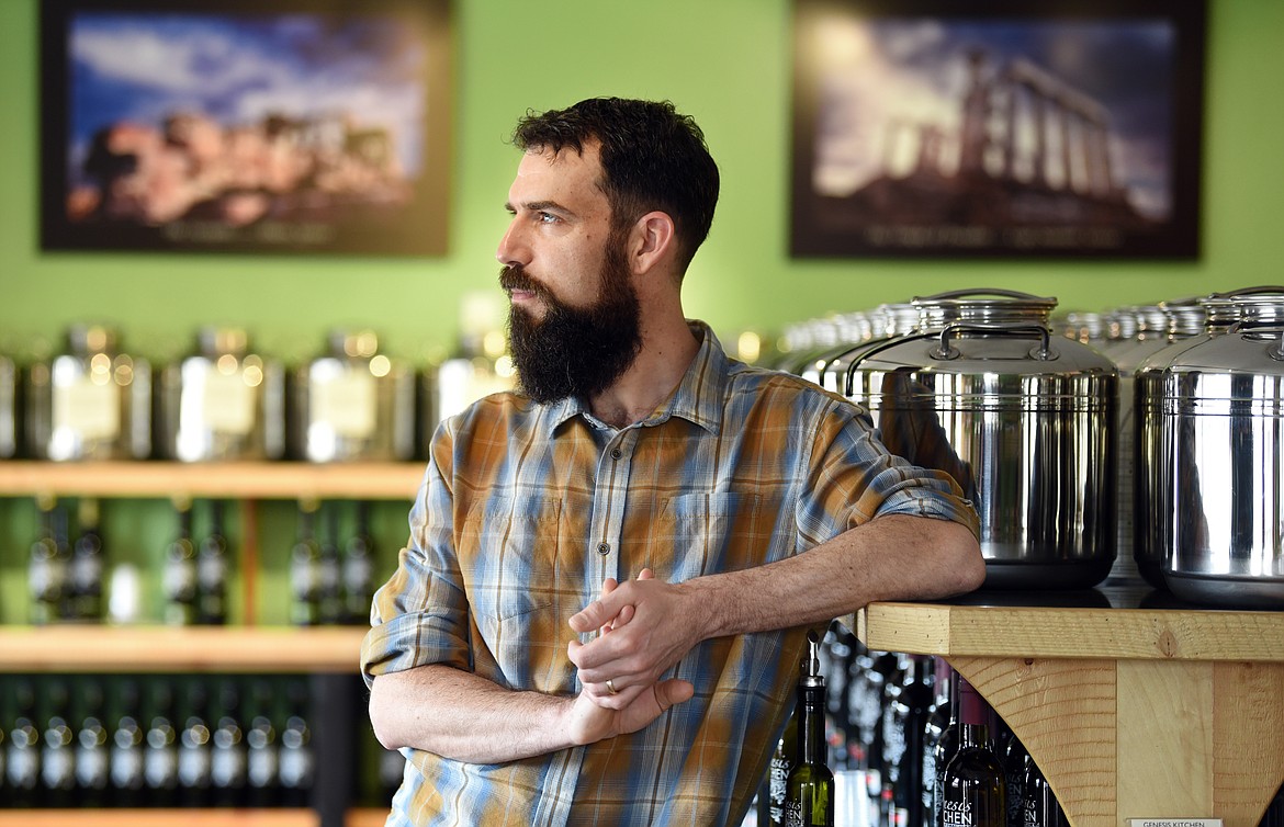 Portrait of David Cohen in the new location on Nucleus Avenue in Columbia Falls. Genesis Kitchen is co-owned by Cohen and his wife Sheri Lynn. The business grew out of their commitment to clean eating and their high standards. All of the products at Genesis Kitchen must be free of chemicals and preservatives and the products must be &#147;fair trade&#148; which works to ensure that the local people producing the goods receive a fair market price for their goods.
(Brenda Ahearn/Daily Inter Lake)