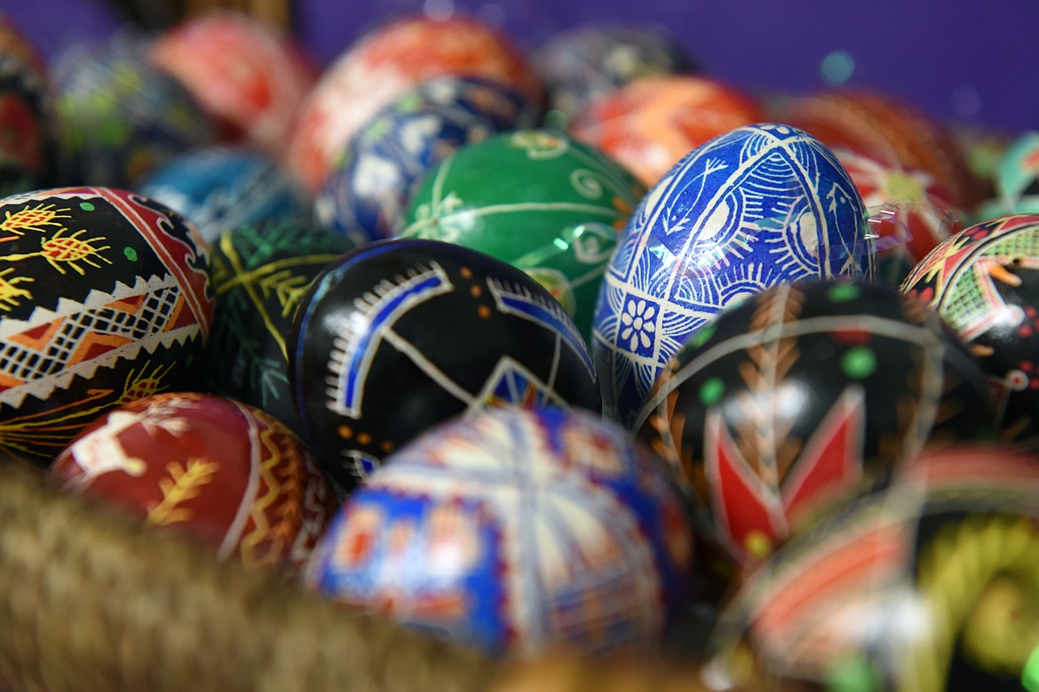 Ukrainian Easter eggs decorated by Kathy Martin using the ancient art of pysanky. (Casey Kreider photos/Daily Inter Lake)
