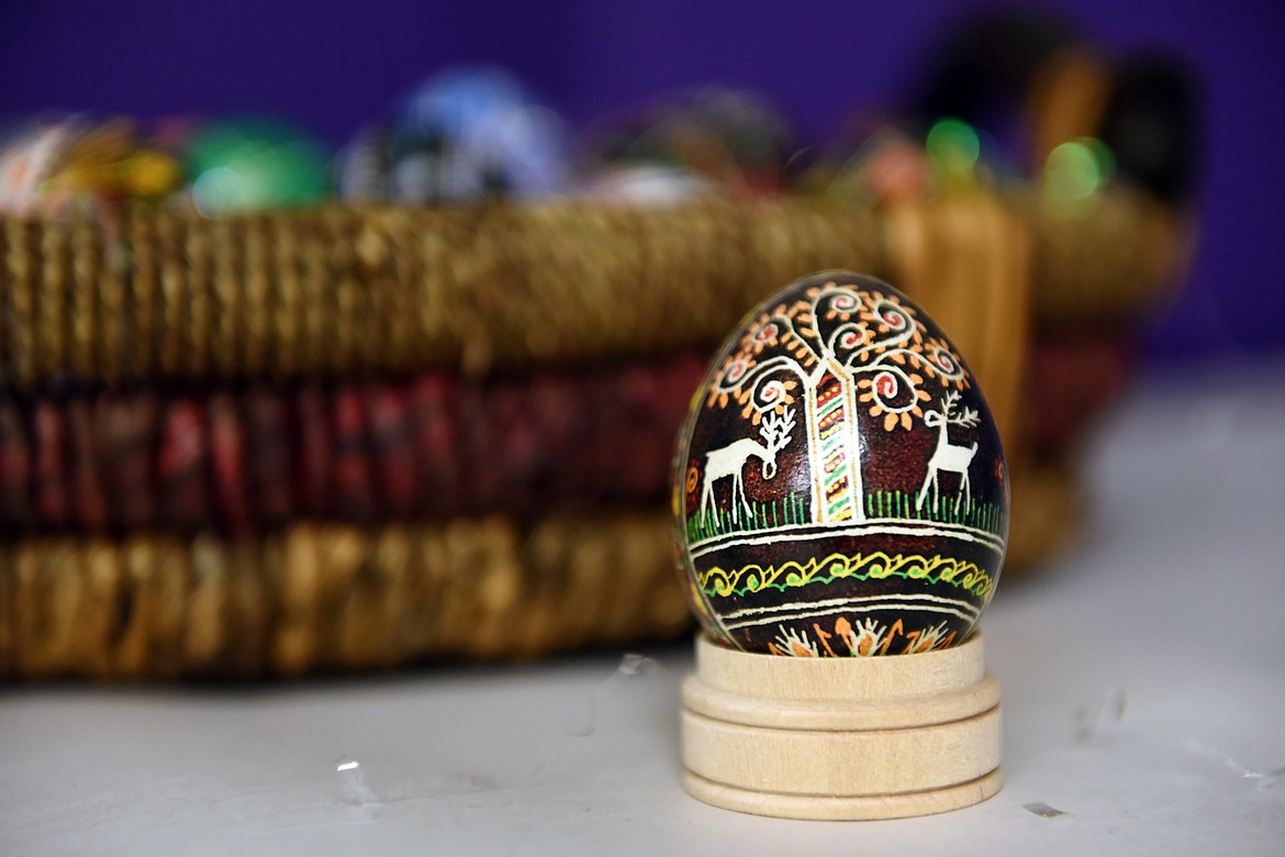 This intricately colored Ukrainian Easter egg was created by Kathy Martin.