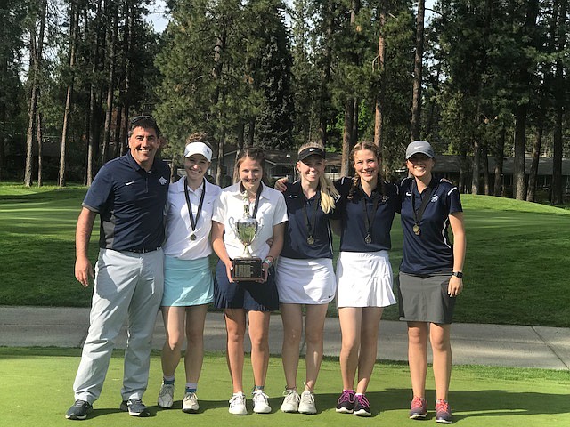 Courtesy photo
The Lake City High girls golf team won the 5A Region 1 championship on Monday. From left are coach Corey Owen, Tarryn Cherry, Kyla Currie, Echo Anderson, JoJo Dodge and Marissa Hagerty