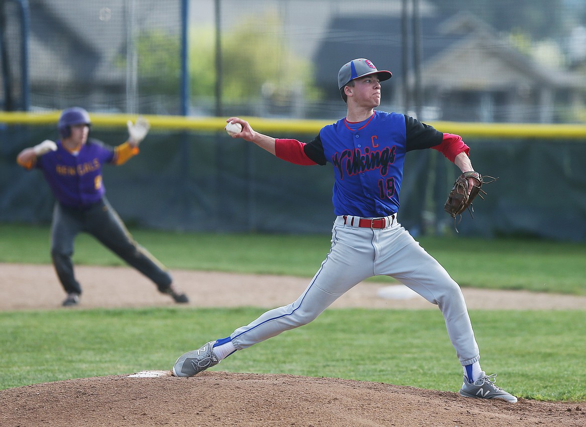 Coeur d&#146;Alene&#146;s Zach Mackimmie delivers a pitch in the  5A Region 1 championship game against Lewiston Tuesday at Coeur d&#146;Alene High School. (LOREN BENOIT/Press)