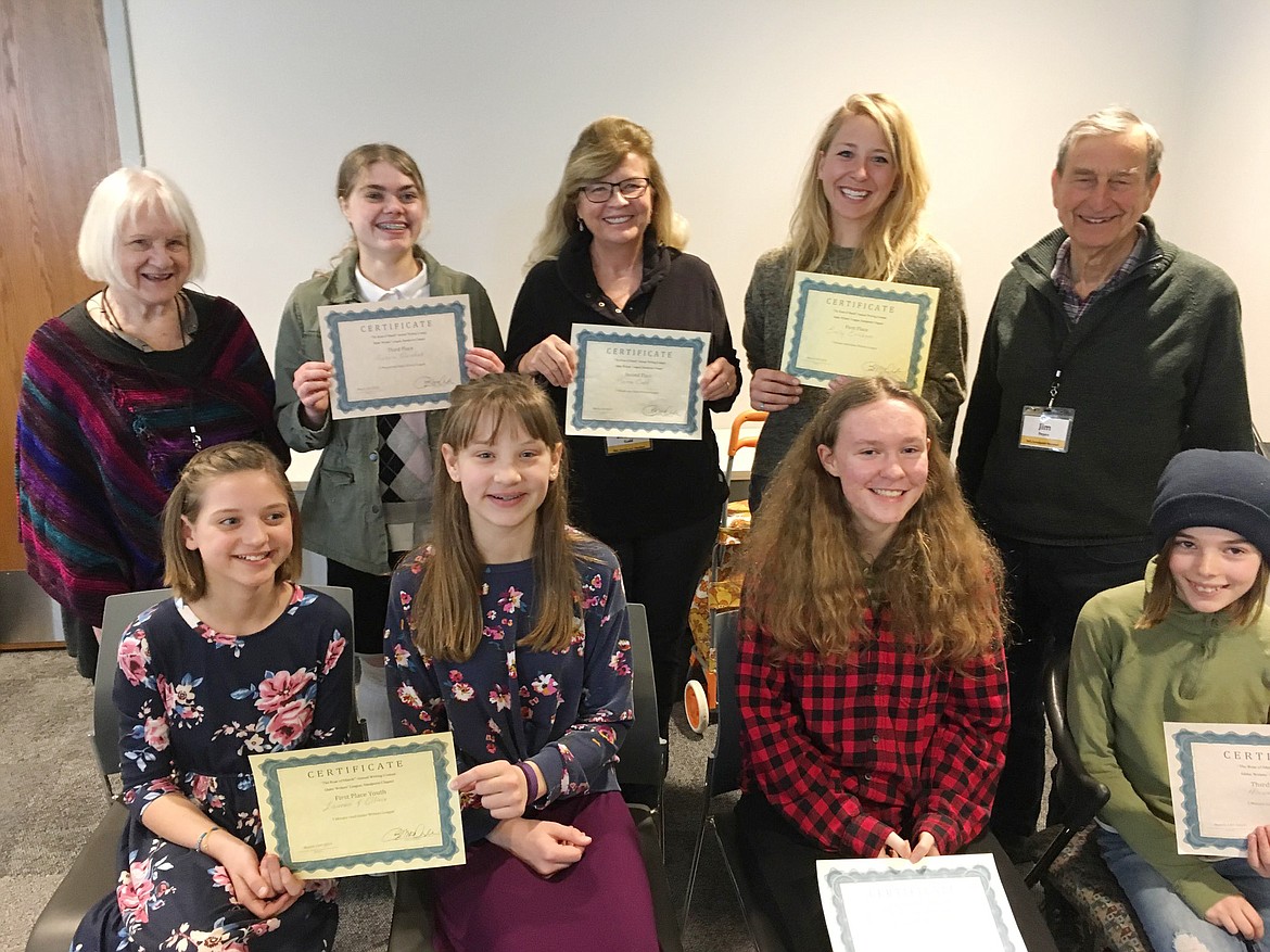 (Photo courtesy BILL COLLIER)
Winners of prizes and certificates are pictured after Idaho Writers League members announced the award.