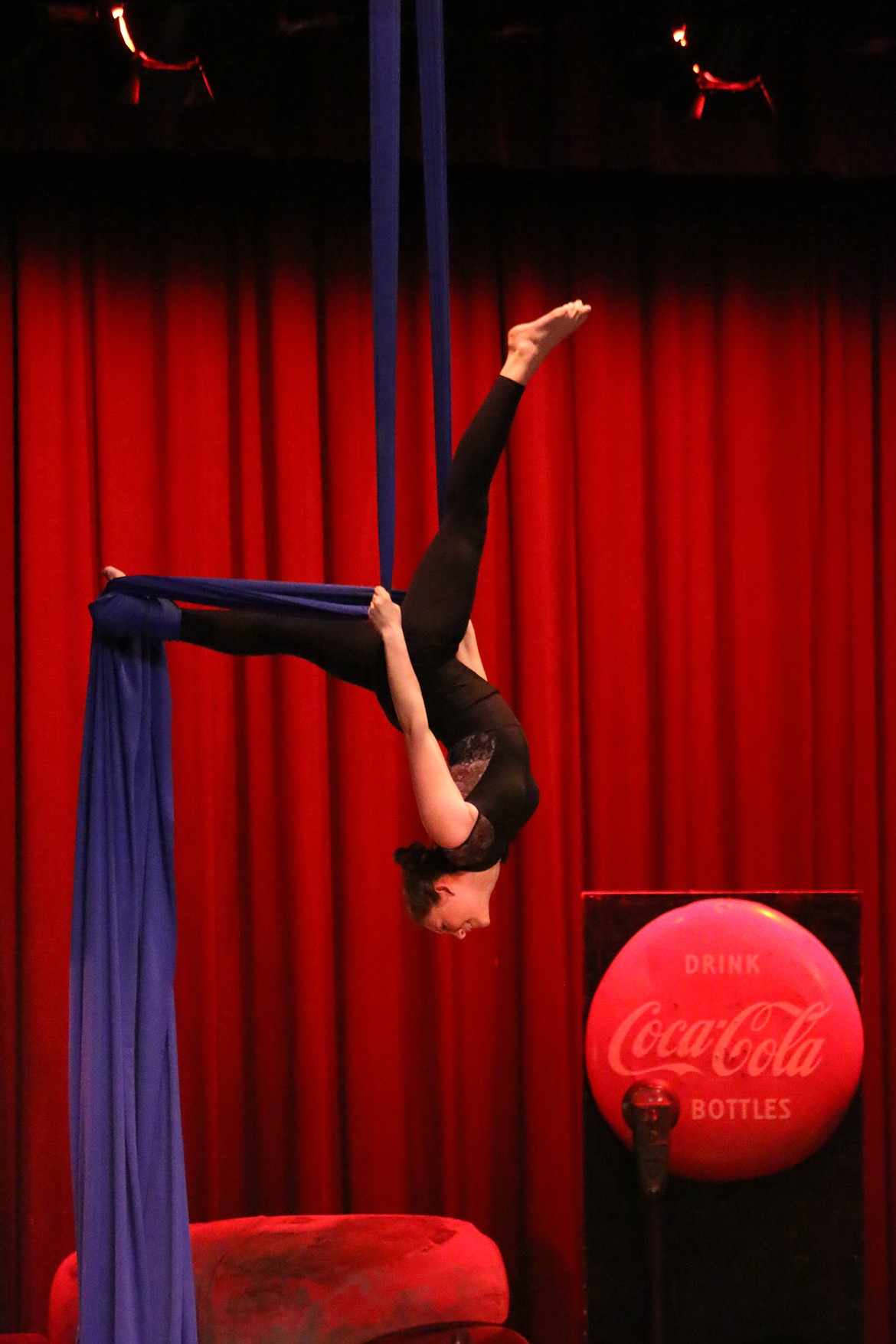 Serenity Fahey kicked off the talent portion of the evening with an aerial acrobatics performance.