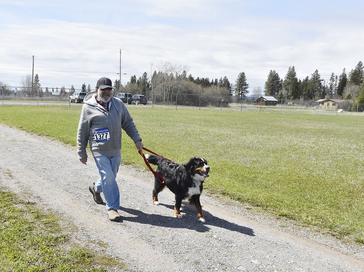 Runners and their dogs participated in the WAG Race Sunday morning beginning and ending at the WAG dog park. The race is annual fundraiser for the park.  (Heidi Desch/Whitefish Pilot)