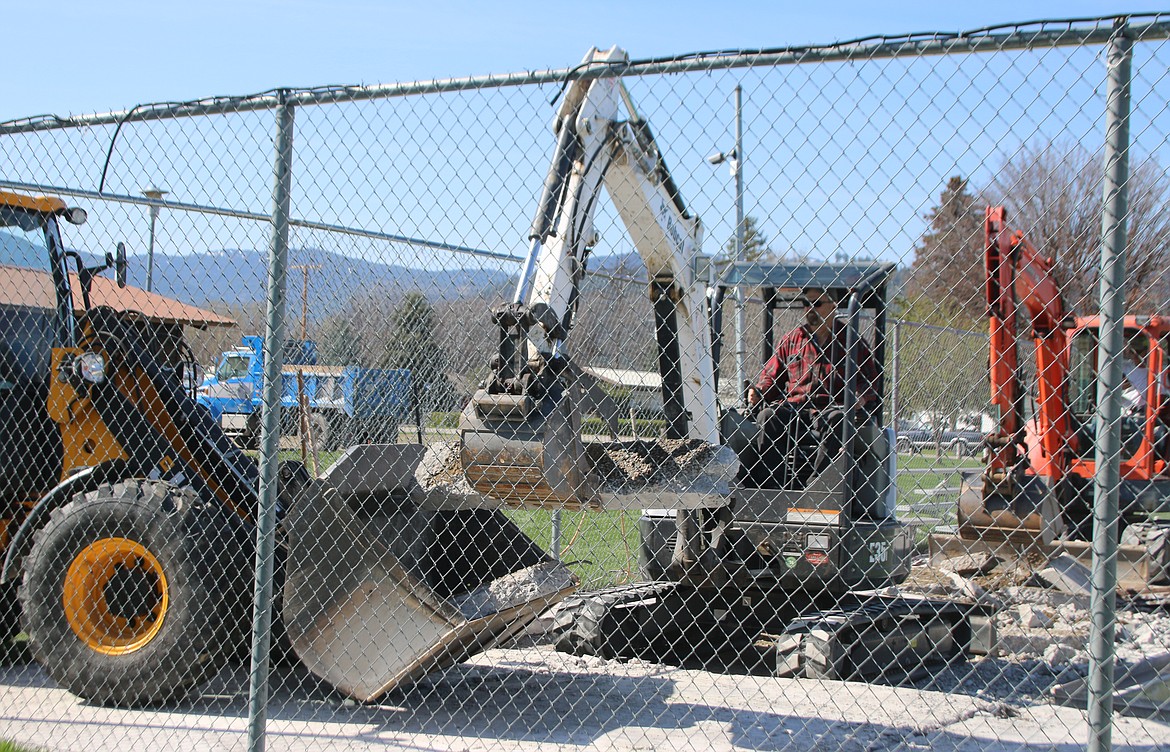 A TOWN of Plains crew is working on getting to and replacing problematic water lines at the E.L. Johnson Memorial Pool, thanks to numerous generous donations. The most recent donors have been the Washington Foundation, Plains Town Pump and Blackfoot Telecommunications. The pool is expected to be ready for use by the usual opening in early June. (Courtesy photo)
