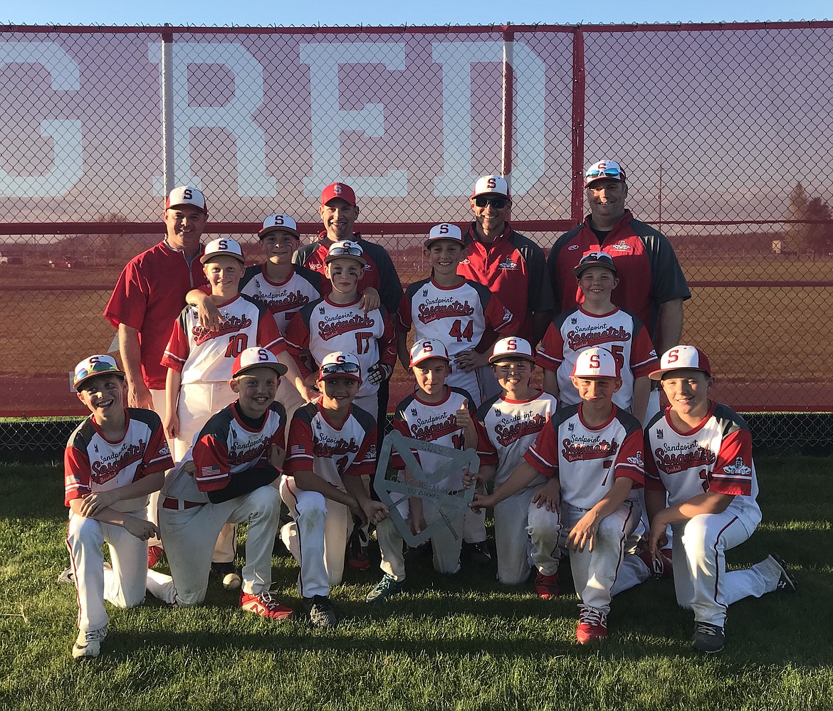 (Photo courtesy of JOHN AEXEL)
The U11 Sandpoint Sasquatch baseball team won the Cinco De Mayo Tournament in Hayden, Idaho on May 11.
The team went 5-0 in the tournament with wins over the Coeur d&#146;Alene Blaze, Missoula Hotshots, Frenchtown Sluggers and the Hayden Norsemen in the round-robin portion of the tournament.
Then they topped off the weekend with a 17-9 victory over the CDA Blaze in the championship game.
&#147;It was a great weekend of baseball with all of the hard work the boys have put in over the past few years coming together with strong pitching, lights-out defense and a solid offense,&#148; Sasquatch manager Dustin Reichart said.
Sandpoint Sasquatch U11 baseball coaches and players are (standing in the top row, from left to right):  Coach John Aexel, Coleman Inge, Dallen Williams, Coach Ben Medeiros, Hayden Miller, Sage Medeiros, Manager Dustin Reichart, Devin Williams and Coach Matt Williams.
On the bottom row, from left to right are AJ Kobilansky, Logan Roos, James Schriber, Brady Munson, Cooper Zimmerman, Parker Reichart and Cruz Robertson.