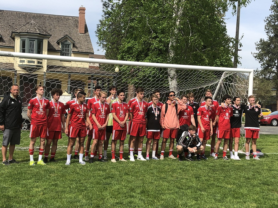 Courtesy photo
The Timbers U19 Boys soccer team won the Bill Eisenwinter Hot Shot Tournament last weekend. The Timbers beat FC Spokane North Idaho 2-0 and Queen City FC Red 5-0, tied Flathead Valley United Green 1-1 and beat Queen City FC Orange 2-0. In the front is Julian Reichold; middle row from left, Kenny Thompson (coach), Aden Reynolds, AJ Curson, Cooper Hansen, Cameron Dance, Cameron Mason, Drake Prohaska, Jacob Janzen, Sims Macdonald, Tyler Moore, Aidan O&#146;Halloran, Cadin Perry, Ethan Lawson and McKie Gregory; and back row from left, Cameron Calabretto, Jackson Henkle, Chase Norris, Tyler Shaw, Dylan Bengtson, Aiden Junttila and Connor Waddell. Not pictured is Greyden Lee.