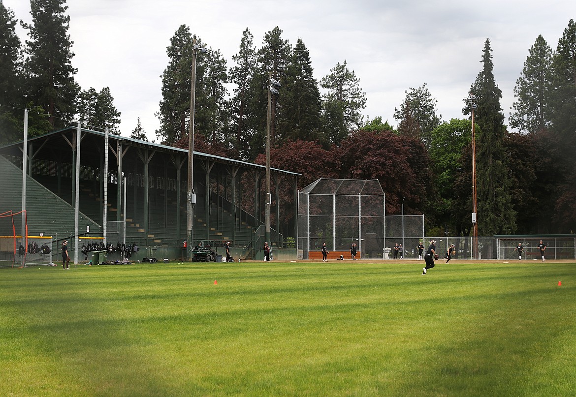 The North Idaho College softball team practices at Memorial Field on Tuesday. The Memorial Field bid comes in $453,719 over budget. (LOREN BENOIT/Press)