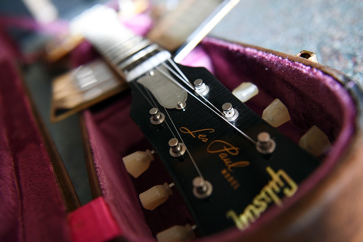 Headstock on a Gibson Custom Shop 60th Anniversary Heavy Aged '57 Goldtop Les Paul at Roadhouse Vintage Guitars in Bigfork on Thursday. (Casey Kreider/Daily Inter Lake)