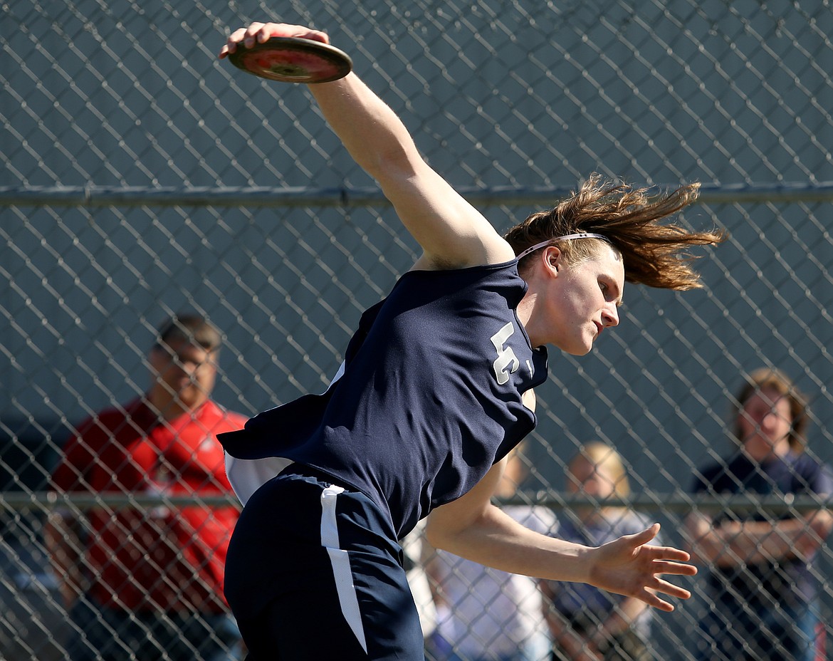 Lake City&#146;s Jacob Smith competes in the discus at Thursday&#146;s 5A Region 1 track and field meet at Coeur d&#146;Alene High School.