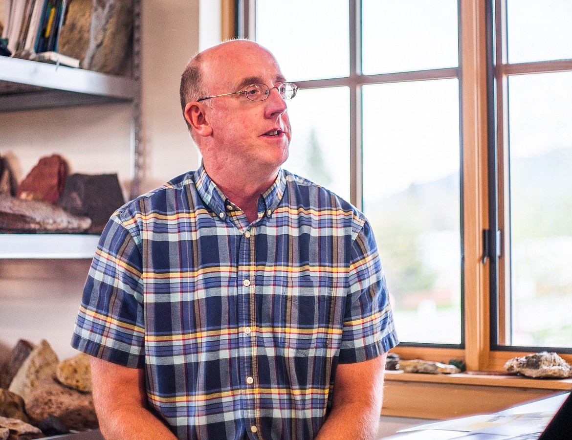 Whitefish High School chemistry teacher Todd Spangler talks to community members about a soil remediation project done recently at the Center for Sustainability and Entrepreneurship. (Daniel McKay/Whitefish Pilot)