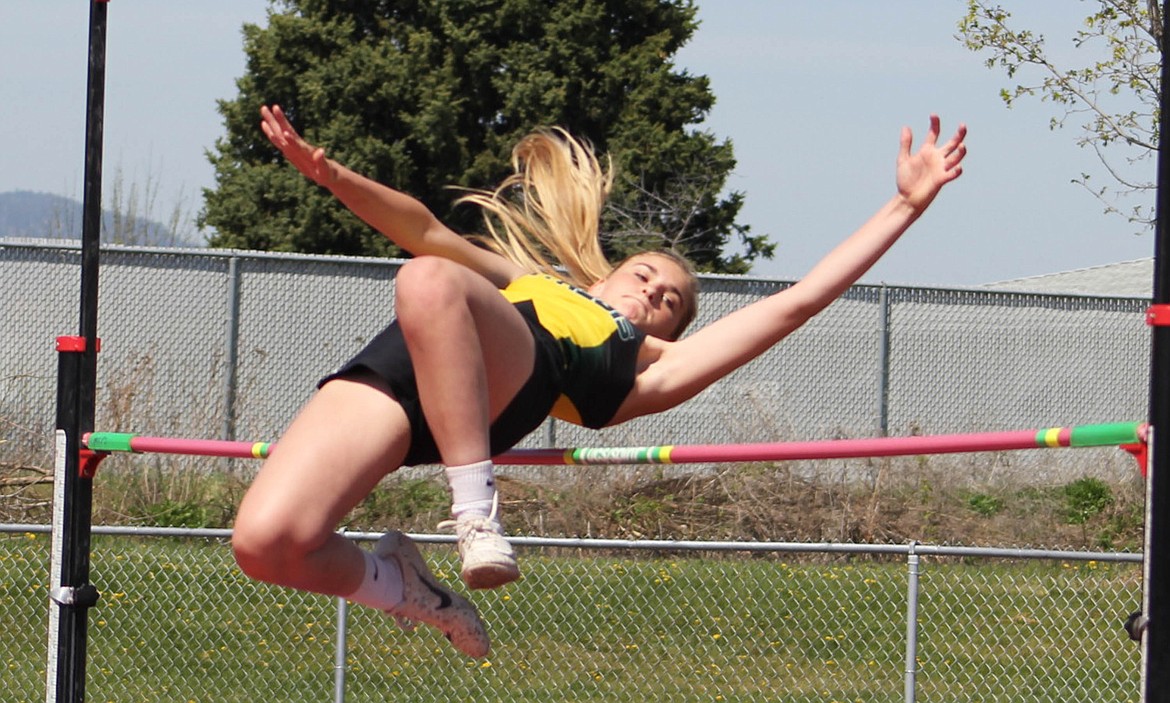 SUNNY SHOUPE competes in the high jump at Districts at Big Sky High School on May 11. (Maggie Dresser/Mineral Independent)