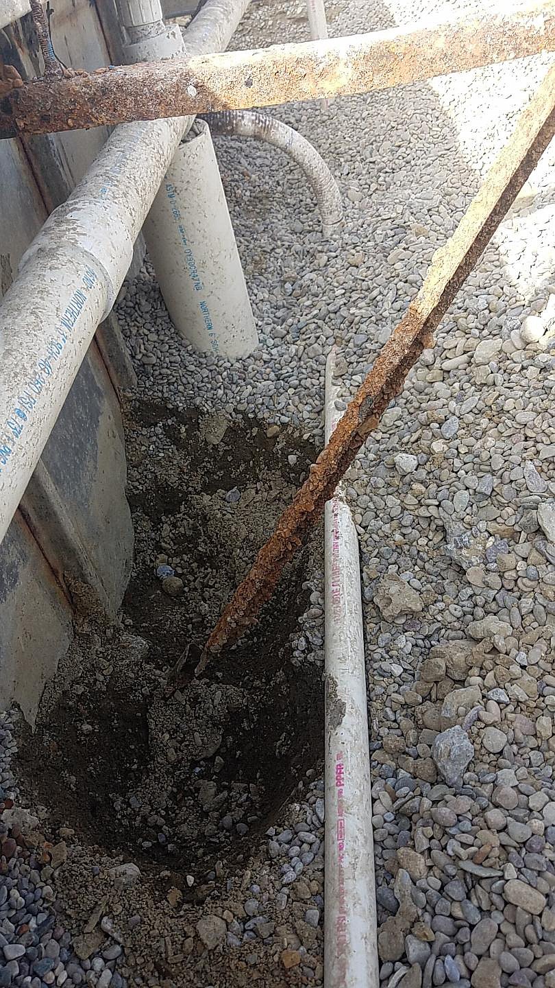 A LEAKING stainless steel apron and rotting metal braces were discovered at the Plains pool when the surface was removed. (Photo courtesy of Plains Mayor Dan Rowan)