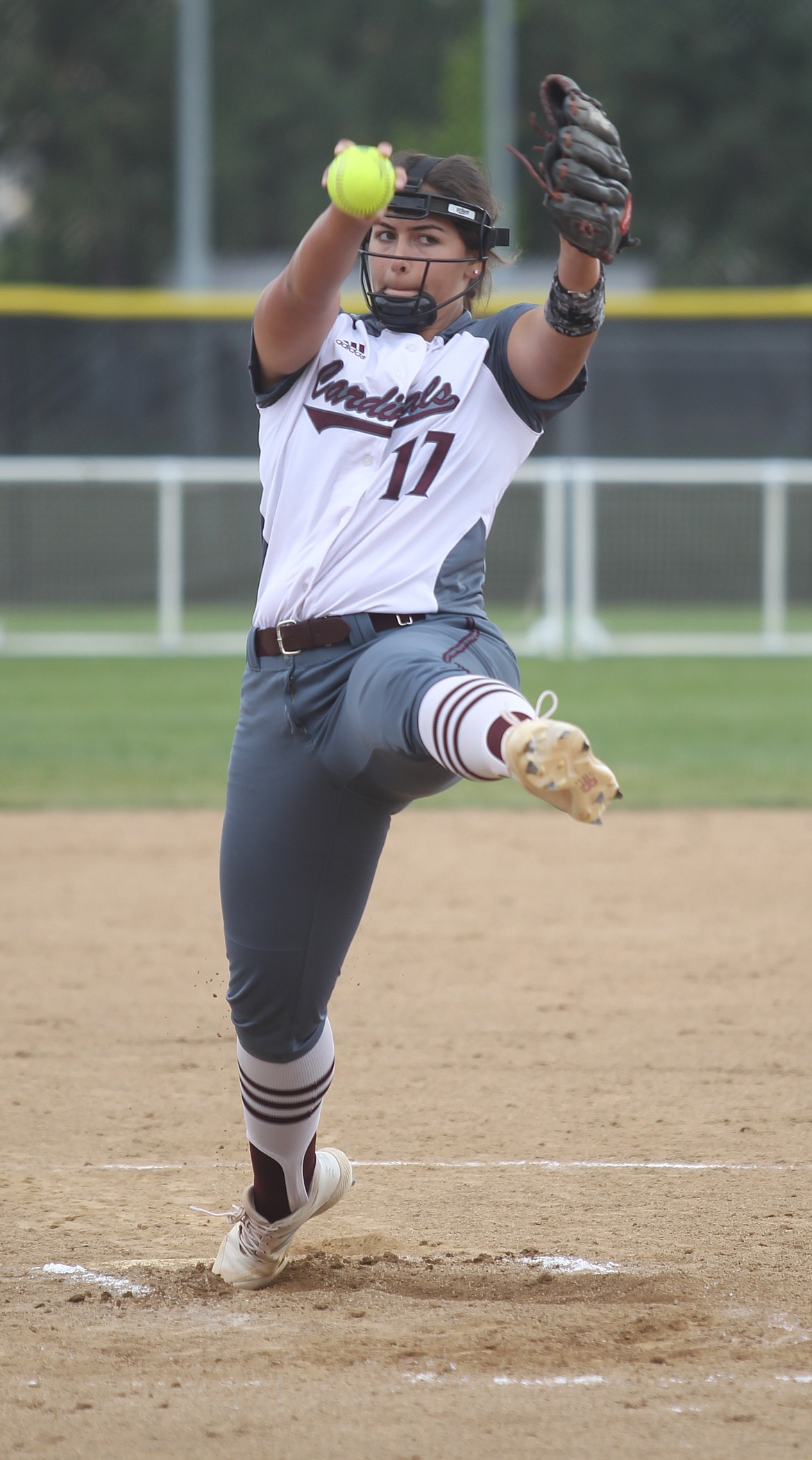 Madi Mott of North Idaho College delivers a pitch against Edmonds.