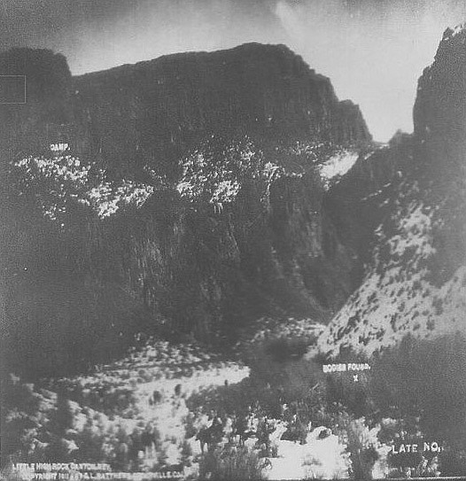 PUBLIC DOMAIN
Site of a deserted Indian camp where the bodies of ranchers killed by Shoshone Mike&#146;s band were found the at lower right (1911).