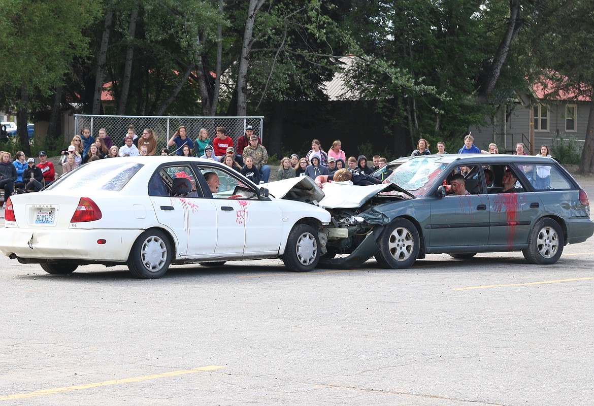 (Photo by MARY MALONE)
High School seniors from across the county participated in the mock DUI scenario, &quot;Operation Grad Night,&quot; Tuesday at Sandpoint High School.