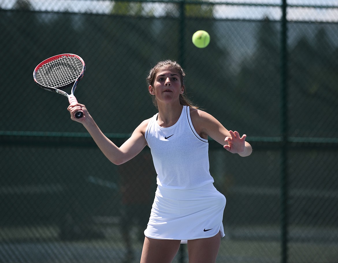 Jesse Grawunder lines up a shot during the Class A State Tournament last week at FVCC. (Daniel McKay/Whitefish Pilot)