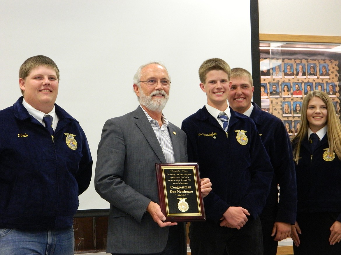 Rachal Pinkerton/Sun Tribune
Fourth District Rep. Dan Newhouse, R-Yakima, was one of the featured speakers at the Othello FFA awards banquet on Friday.