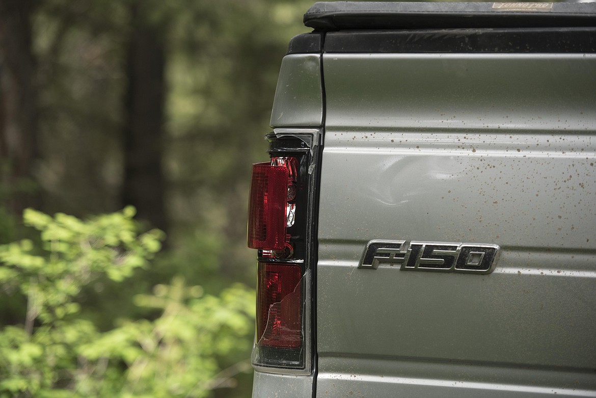 The rear light on the back of the stolen truck. (Luke Hollister/The Western News)