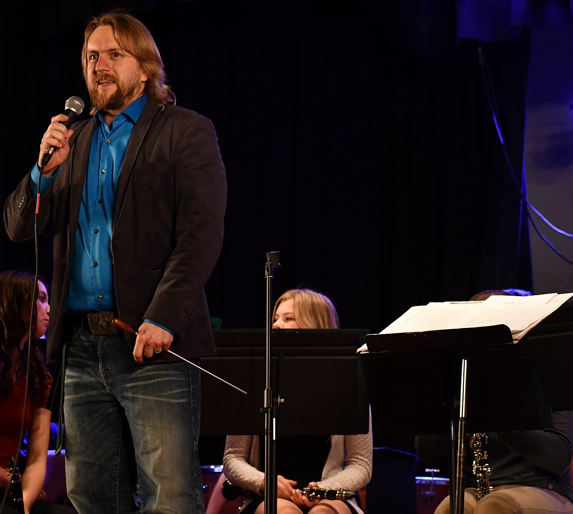 ST. REGIS Schools held their Spring Concert on Tuesday, May 21. Music teacher Derek Larson speaks to the audience at the show. (Courtesy photo)