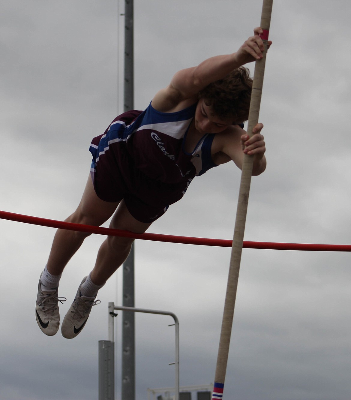 WESLEY BUCHANAN competes in the pole vault event at Big Sky High School in Missoula on Thursday, May 17.