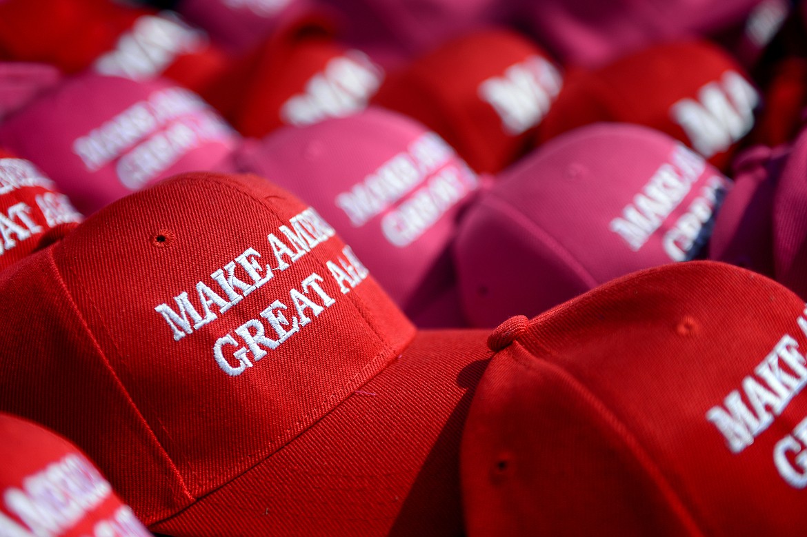 Donald Trump merchandise for sale at Steve Goodman's stand in Evergreen on Wednesday, May 29. (Casey Kreider/Daily Inter Lake)