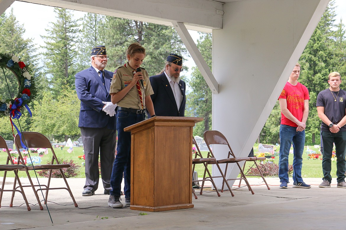 Photo by MANDI BATEMAN
Boy Scout Josiah Martin, read an editorial about Memorial Day.