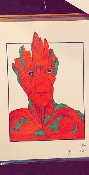 Rathdrum&#146;s Andrew Lucas cherishes his artists&#146; rendering of the Marvel character Groot. &#147;I find inspiration in Groot through his strength, despite a lack of money. He is willing to sacrifice himself, which I think takes incredible strength.&#148;