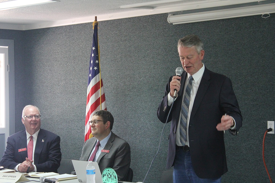 (Photo by TANNA YEOUMANS)
Idaho Gov. Brad Little and other state officials visited Bonners Ferry for the Capital for a Day on May 30.