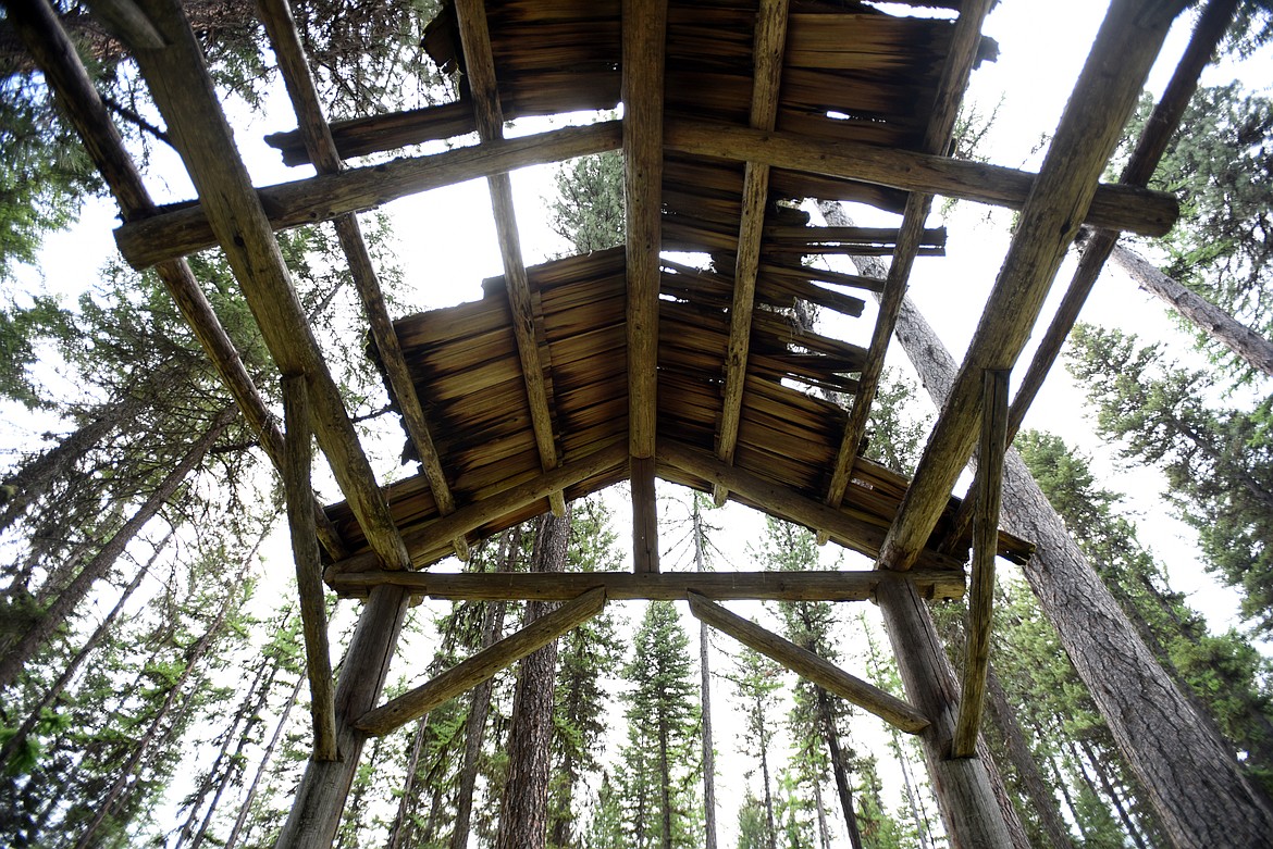 View from under a &#147;primitive&#148; shelter at Camp Ponderosa. According to Allen Erickson, there are a number of these structures and they will remain mostly in their current state, though given new roofs.