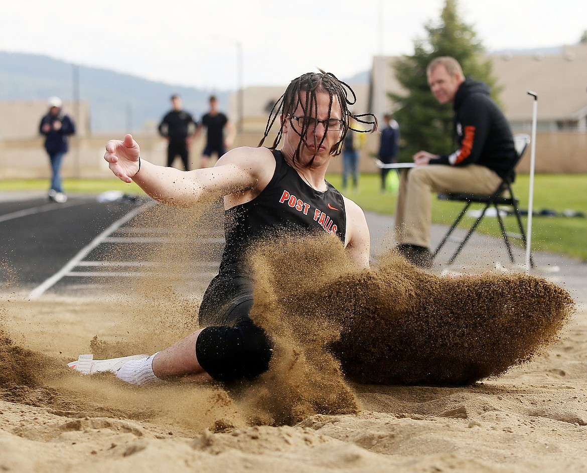 Tyler Trengove of Post Falls High competes in the long jump at the District 1 Meet of Champions on May 2 at Post Falls High School.