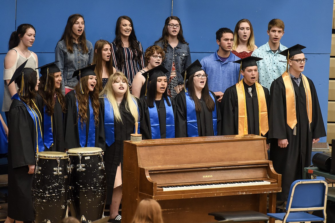 The senior members of the Libby High School Choir sing &#147;Wonderful Life,&#148; Saturday at Libby&#146;s graduation. (Ben Kibbey/The Western News)