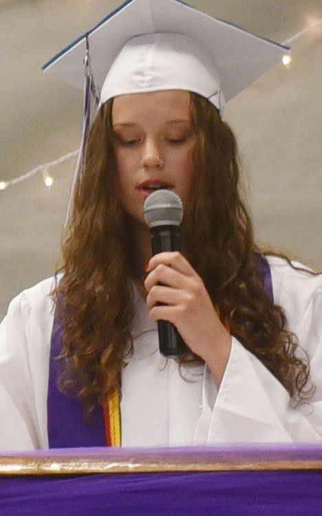 TAYLOR OLSEN, one of three Charlo co-valedictorians, honored her classmates and encouraged them to live life to the fullest.