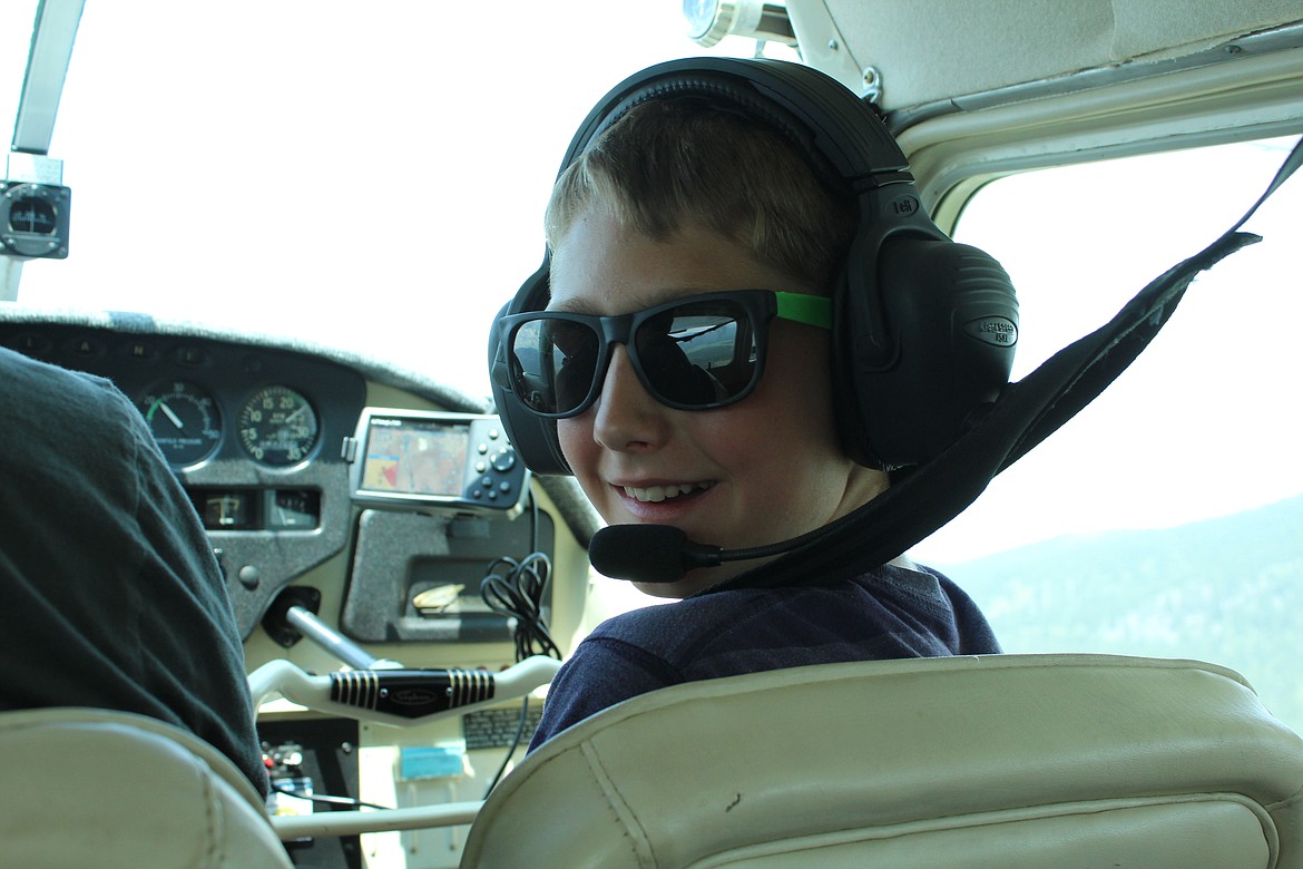 CALEB LAKKO aboard Young Eagles flight 4709d during Plains Day activities Saturday, June 1. (John Dowd photos/Clark Fork Valley Press)