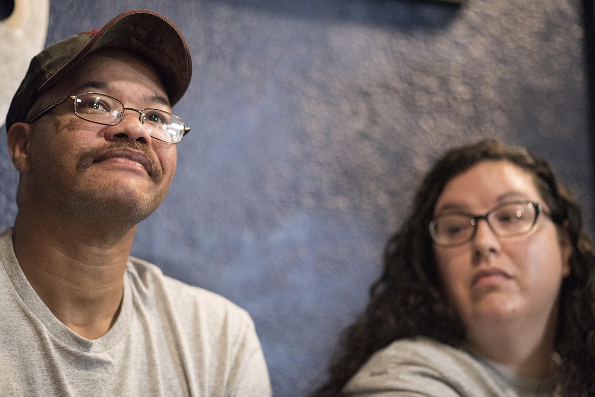 Chris Stanton, left, and his wife Amanda talk about the struggles of living with cystic fibrosis. Chris said &#147;it&#146;s come to the point where my lungs basically can&#146;t support the rest of me.&#148; (Luke Hollister/The Western News)