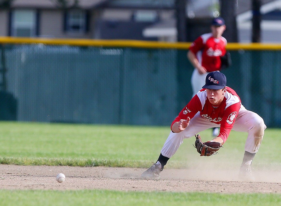 Coeur d&#146;Alene Lumberman Jake Brown fields a ground ball at shortstop in a game against the Mountaineers.