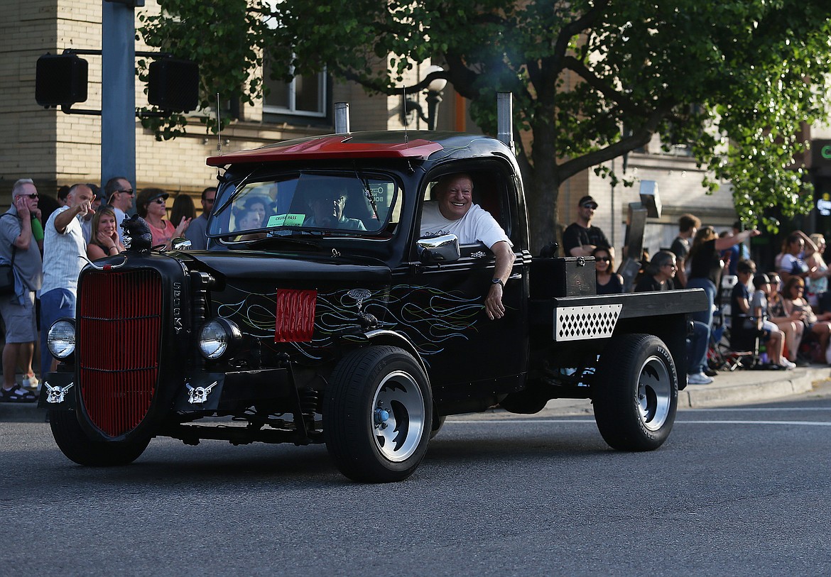 Jim and Sonia Hebert, of Post Falls, drive their 1939 Ford rat truck down the Car d'Lane Cruise route. (LOREN BENOIT/Press)