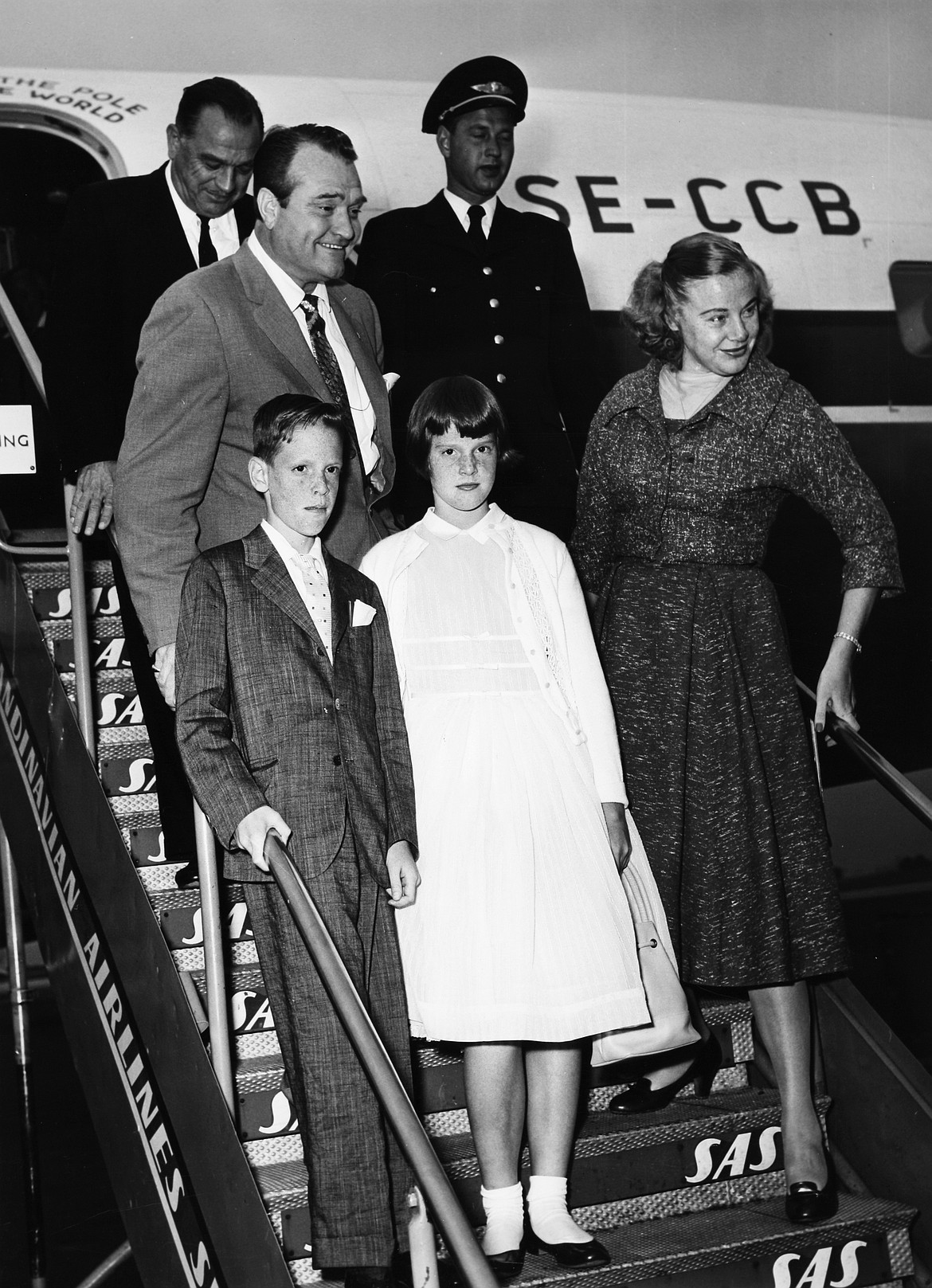 PUBLIC DOMAIN    
Red Skelton with wife Georgia and children Richard and Valentina Marie in Copenhagen (1957).