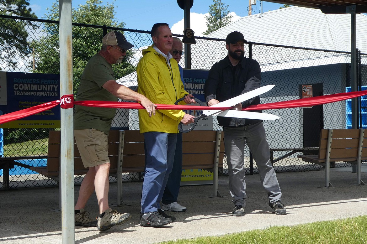 Courtesy photo
Bonners Ferry Mayor David Sims did the honors of cutting the ribbon for the city&#146;s renovated pool.