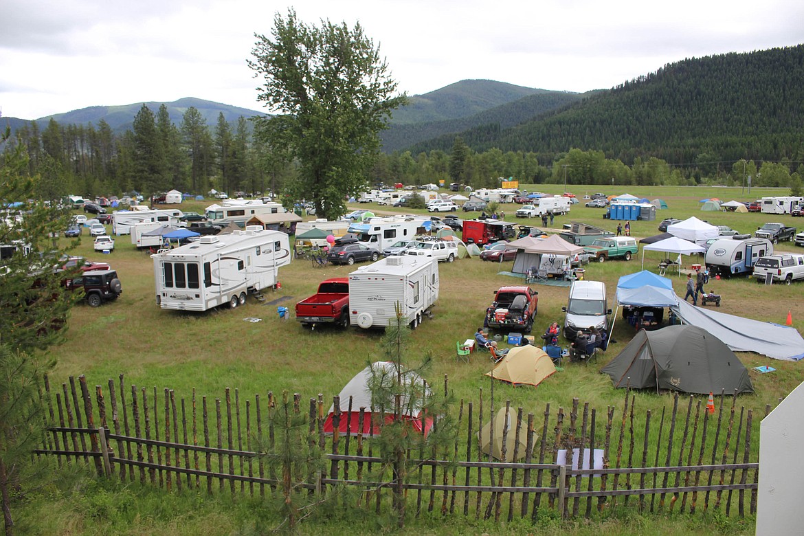 CAMPOUT ATTENDEES camp below the music stages at the festival.