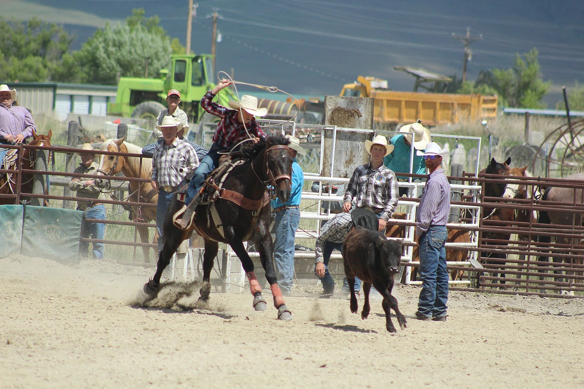 NICK MCALLISTER, of the three competing McAllister boys, competing in the Jr. Breakaway competition on Sunday. (John Dowd/ Clark Fork Valley Press)