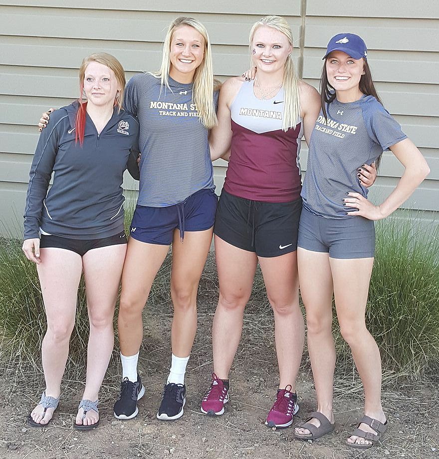 FROM LEFT, former Plains High School student athletes Kimberly Earhart, Hailey Phillips, Kayla Holmes, Carley VonHeeder and Leah Thompson pose together for a high school reunion, and all of the athletes went on to play at NCAA Division 1 schools. (Courtesy photo)