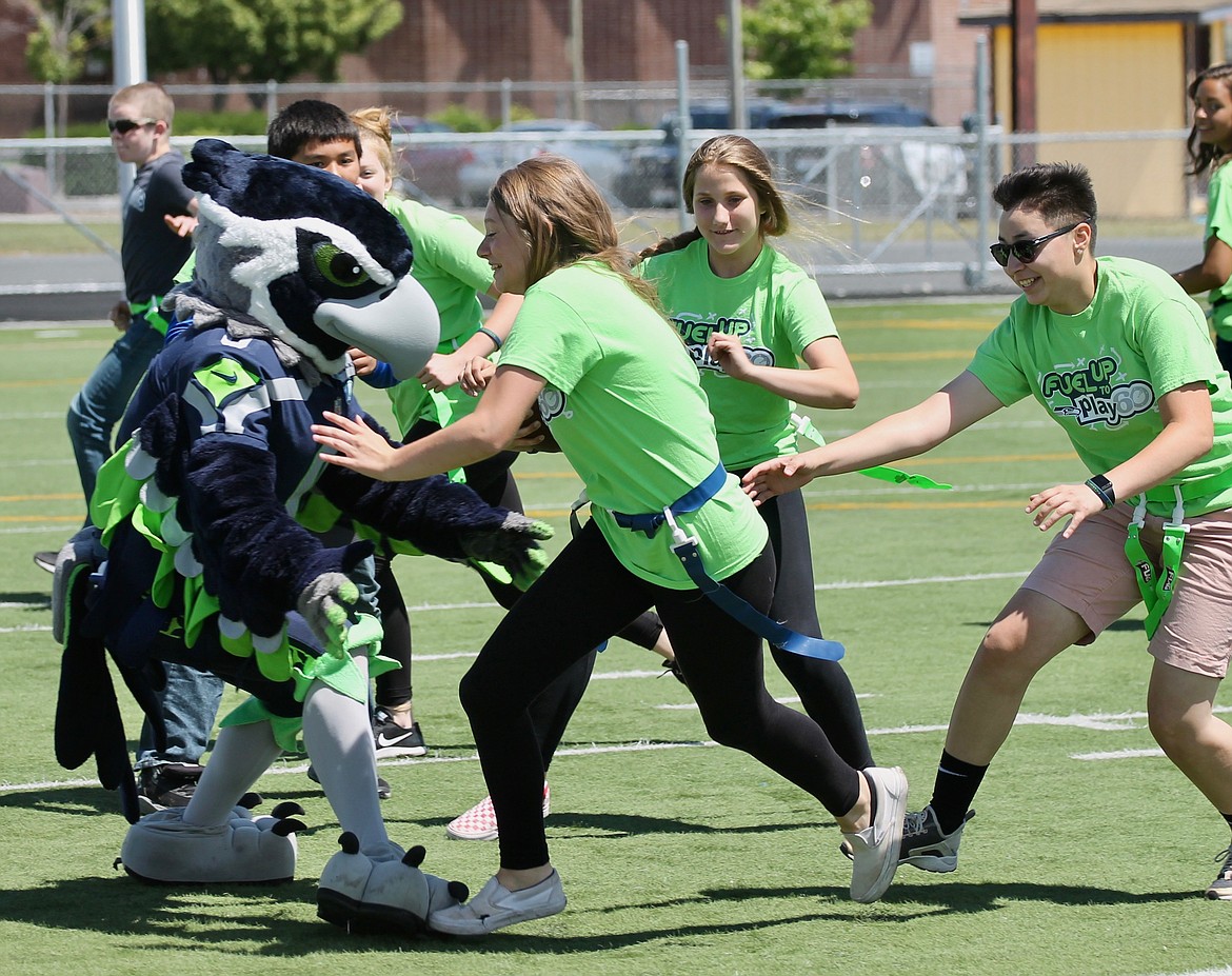 Sports Football Team Seattle Seahawks With Blitz The Mascot And