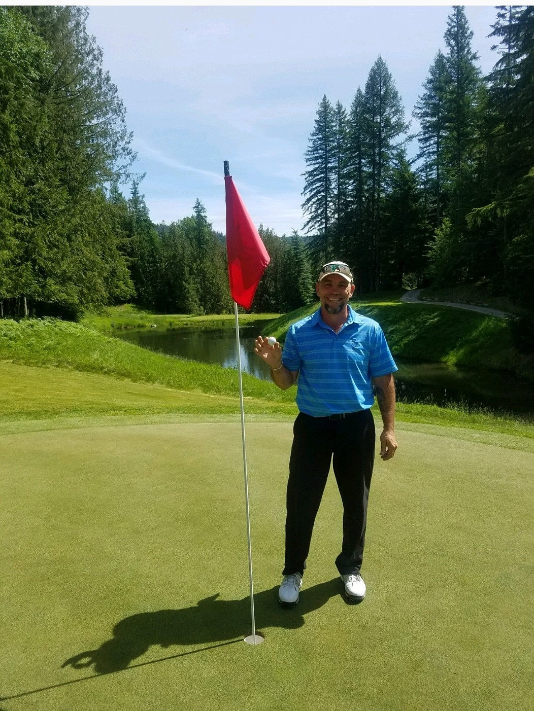 (Photo courtesy of DAVID REED, THE IDAHO CLUB)
Rich Harter poses with the hole-in-one ball he hit on Hole 4 at The Idaho Club June 10.