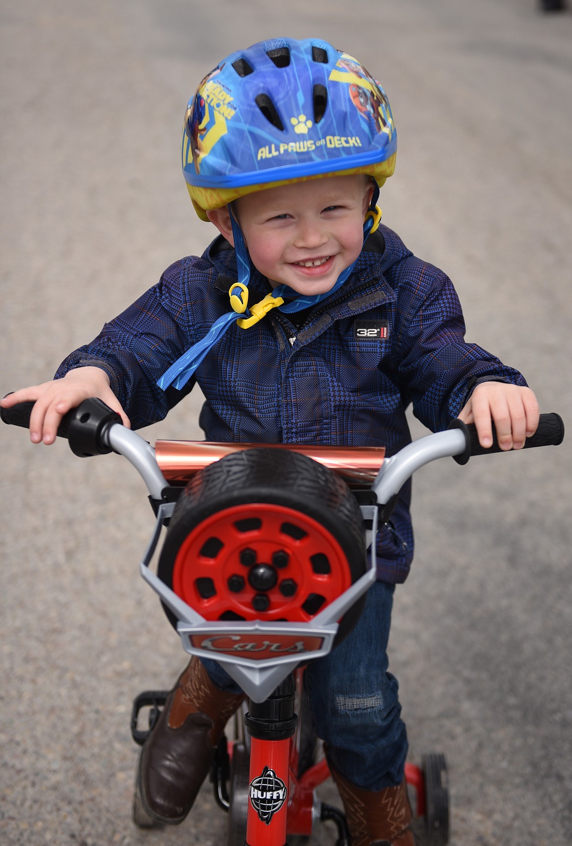 THREE-YEAR-OLD August Ward came all the way from Tioga, N.D., to ride in Saturday&#146;s parade.