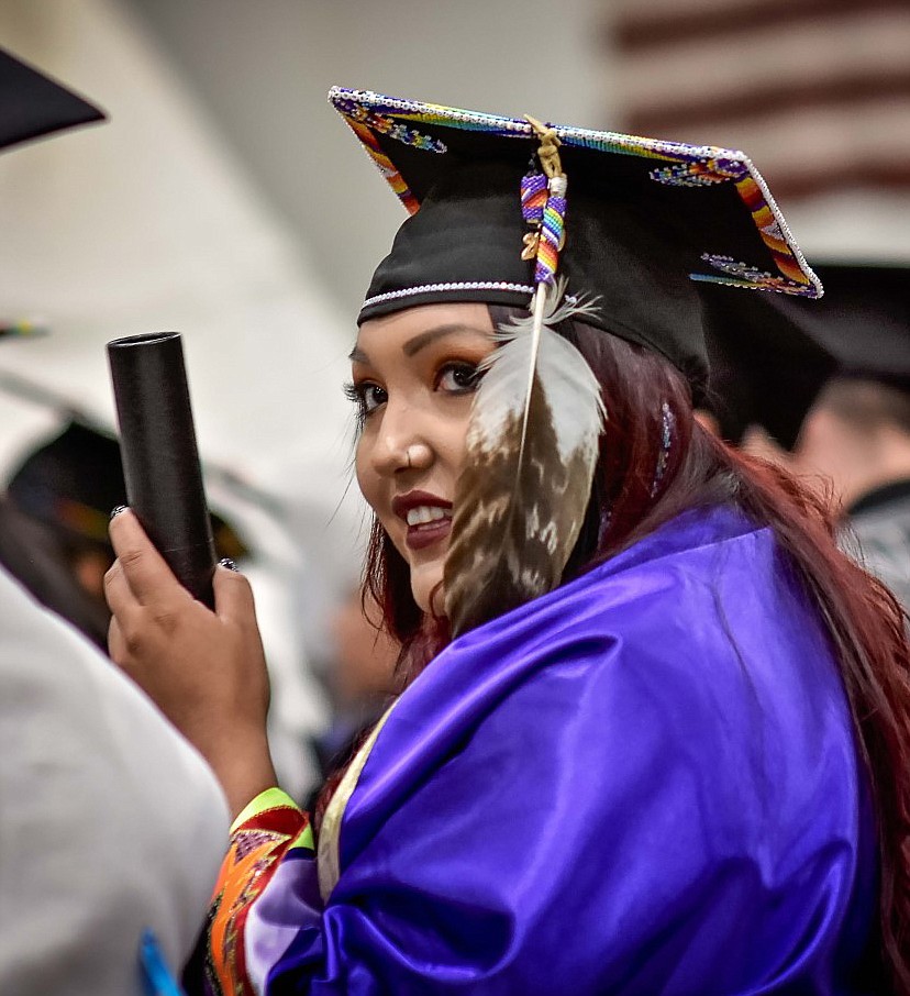 SHANELLE SKUNKCAP, B.S. Elementary Education, is happy to have her Salish Kootenai College diploma.