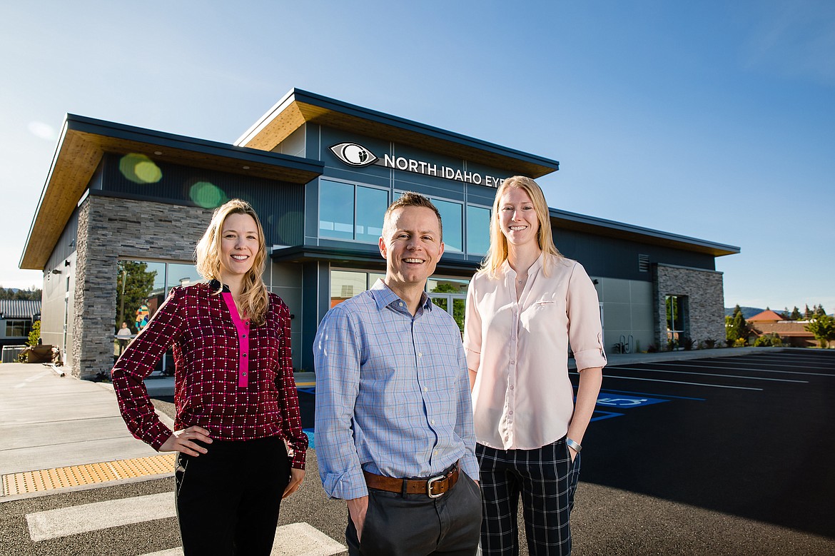 Photos by JEROME POLLOS PHOTOGRAPHY
From left, Dr. Sara Duke, Dr. David Dance and Dr. Whitney Smith will be providing patient care in North Idaho Eye Institute&#146;s new Hayden location when it opens July 1.